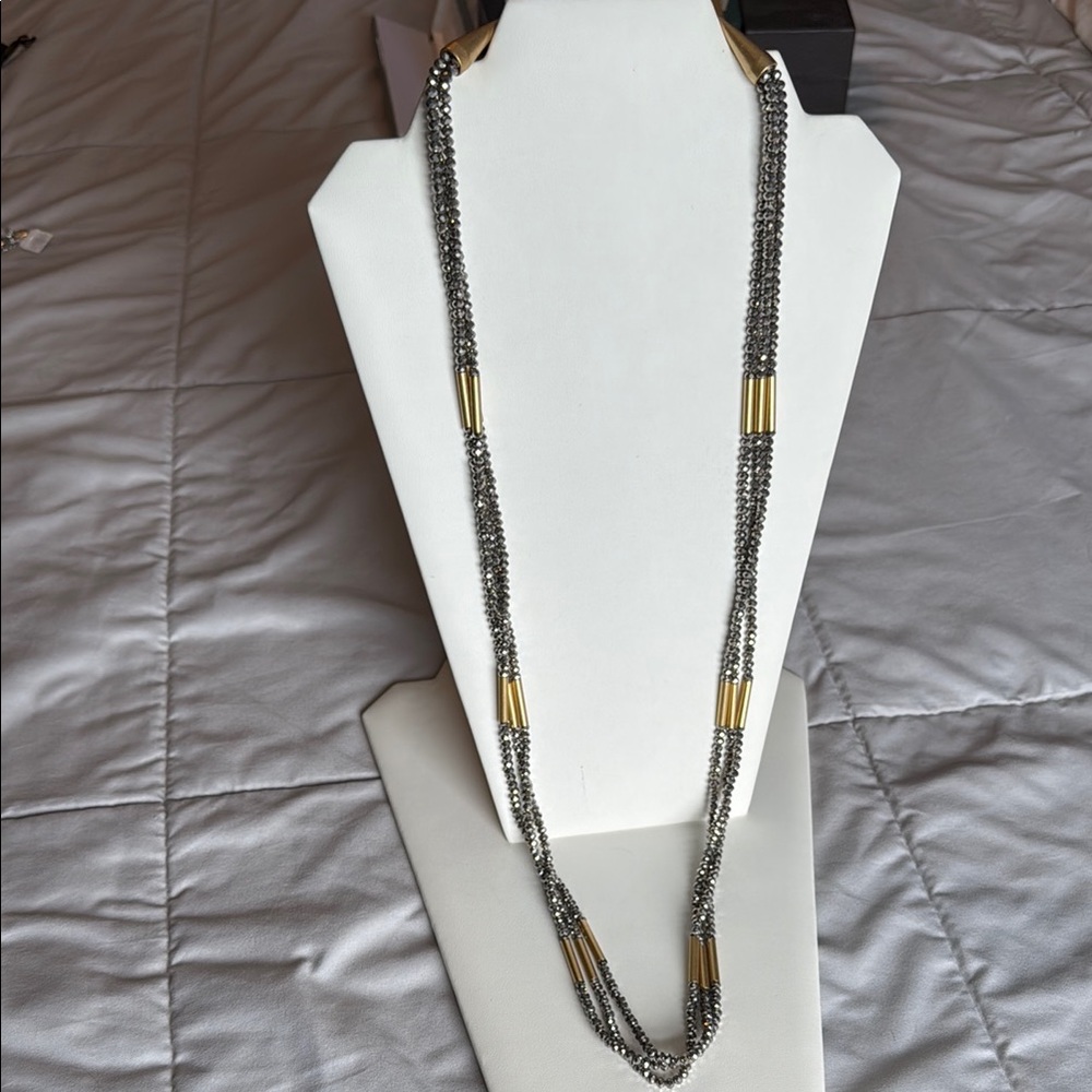 Lia Sophia Elegant  Long Silver and Gold Necklace